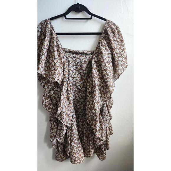 Jill Stuart Dress Womens 8 Floral Ruffle Boho Mini Short Sleeve Layered - Picture 2 of 6